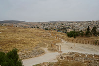 Jerash Theater Blick aufs Gelände