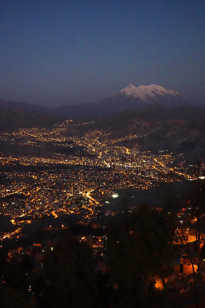 La Paz Blick Berg Nacht