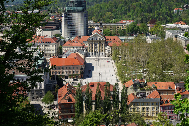 Ljubljana Blick auf Stadt von Burg