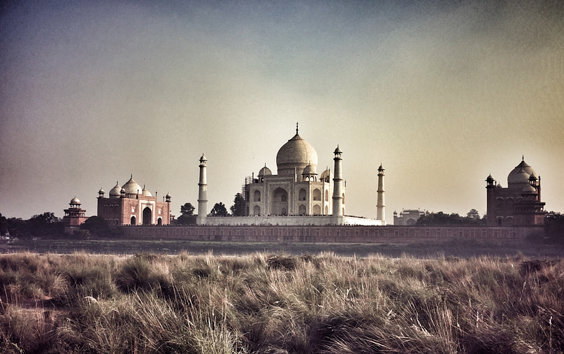 Agra Mehtab Bahg Park Blick Taj Mahal
