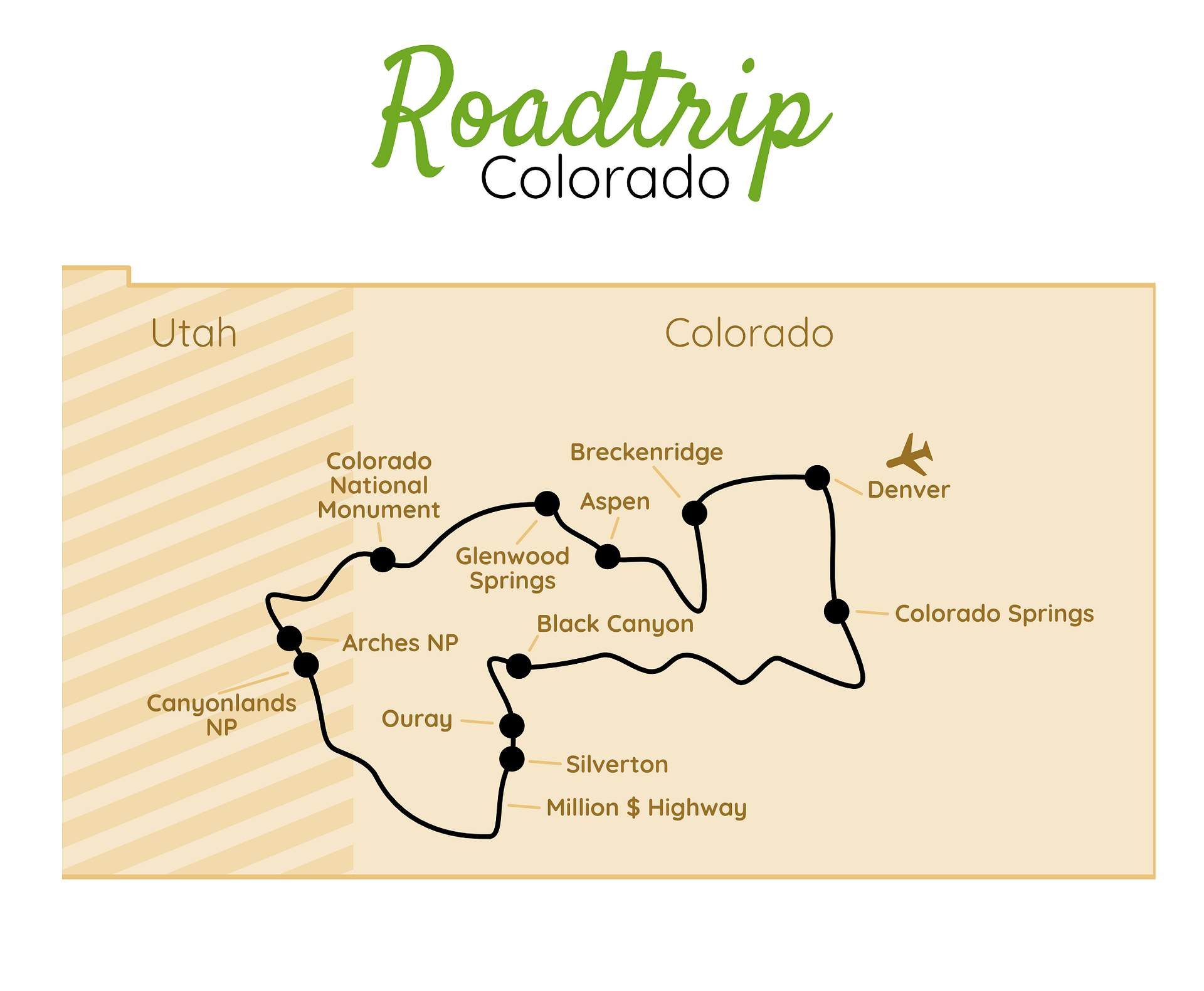 Colorado Roadtrip Karte